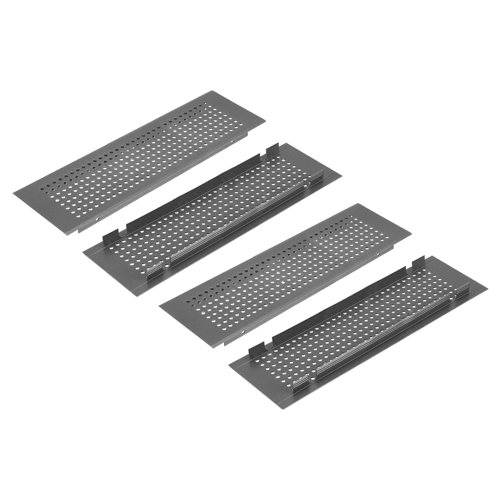 Uxcell 2PCS Door Air Vent Cover,10 x 3 Inch (L x W) Cabinet Vent Two Sided Door Grille Heavy Duty Rust-Proof for Floor Cabinet Bathroom Kitchen, Grey (Openings 8.4 x 2.5 Inch)