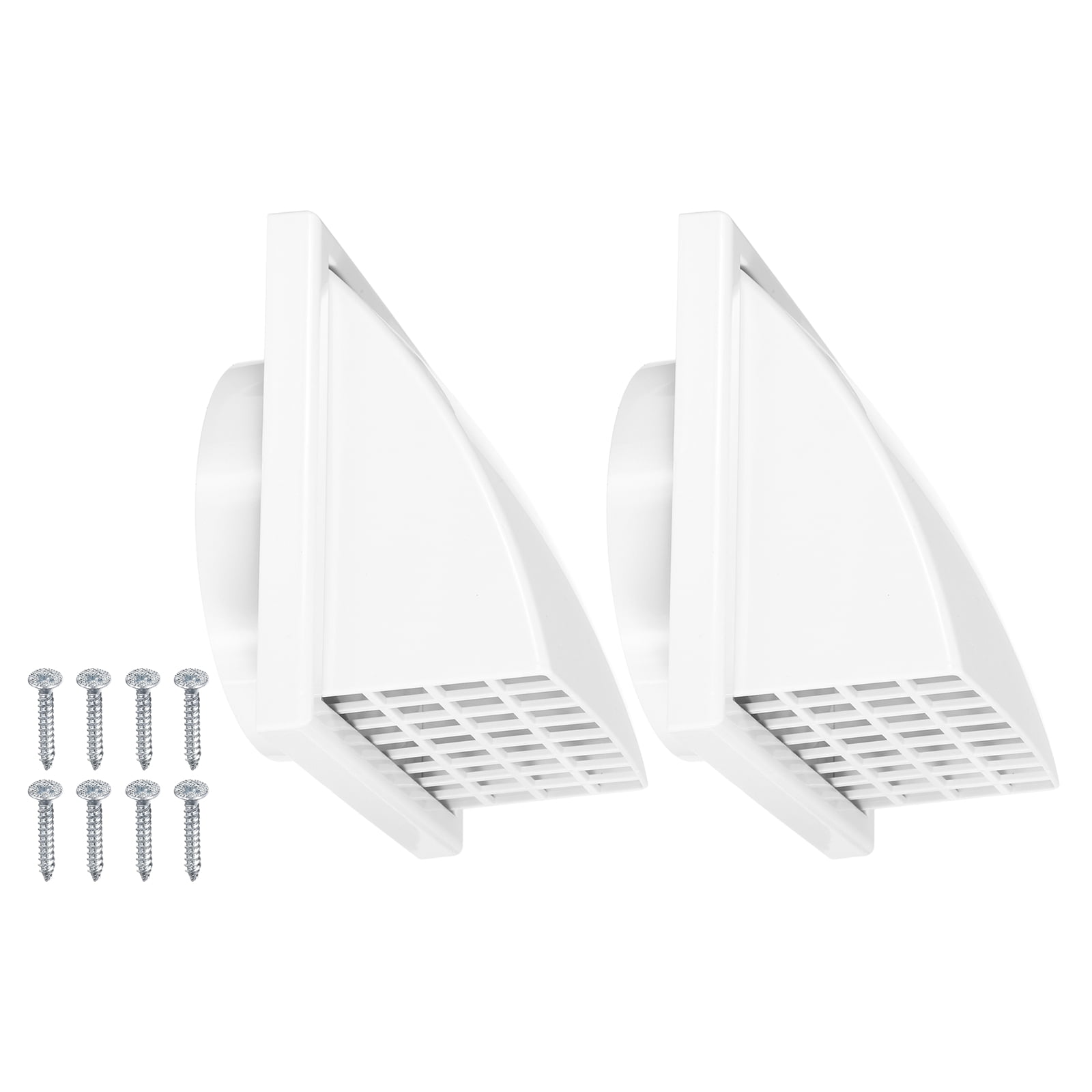 Uxcell 2PCS Dryer Vent Cover  (5" OD)  - Exterior Wall Air Vent Covers ABS Plastic Weatherproof Protection Hood with Backdraft Damper for Kitchen/Bathroom/Garage/Outdoor, White