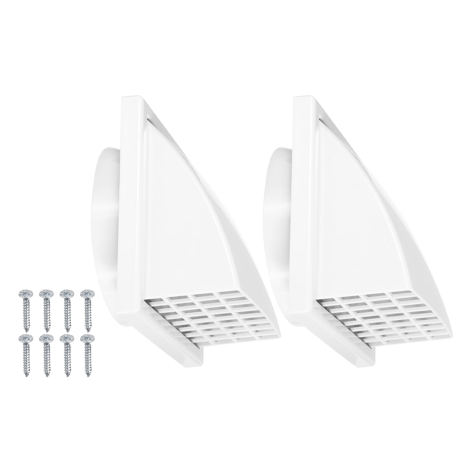 Uxcell 2PCS Dryer Vent Cover  (6" OD)  - Exterior Wall Air Vent Covers ABS Plastic Weatherproof Protection Hood with Backdraft Damper for Kitchen/Bathroom/Garage/Outdoor, White