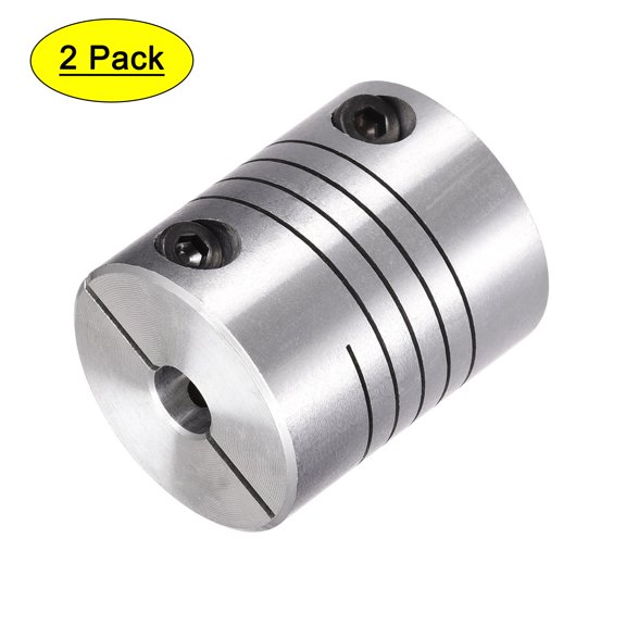 Uxcell 2PCS Motor Shaft 4mm to 6.35mm Helical Beam Coupler Coupling 20mm Dia 25mm Long