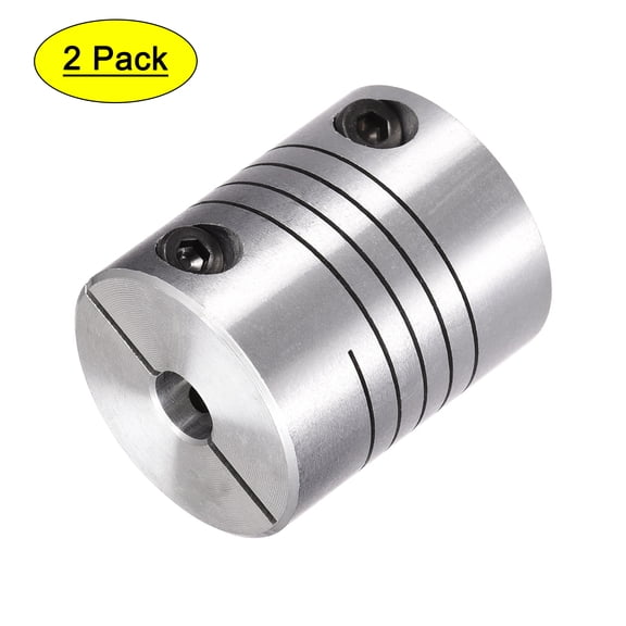 Uxcell 2PCS Motor Shaft 5mm to 6.35mm Helical Beam Coupler Coupling 20mm Dia 25mm Long