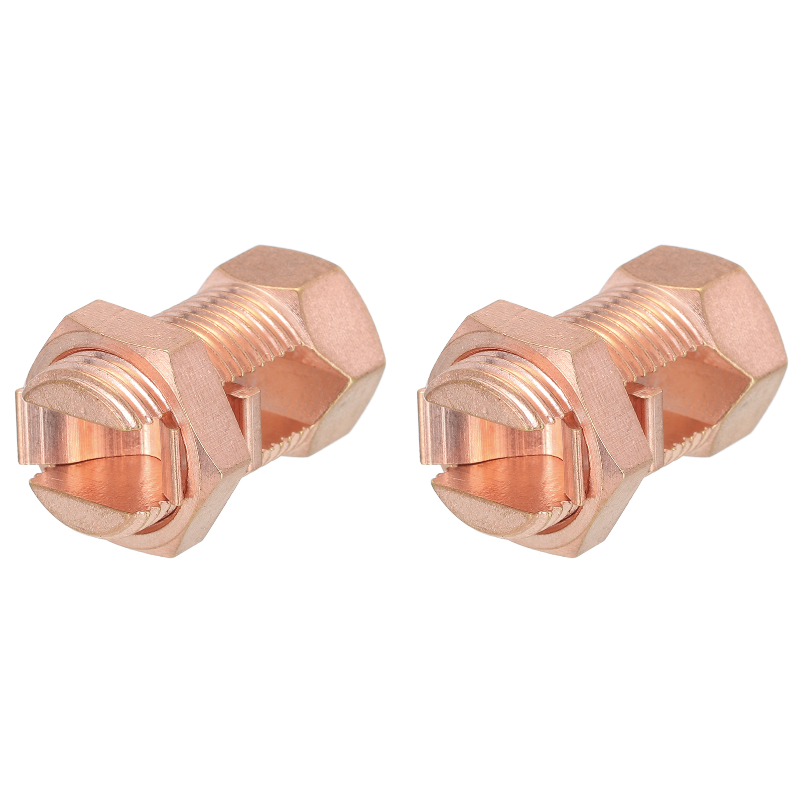 Uxcell 2PCS Split Bolt Connector Brass Copper Grounding Clamps TJ35