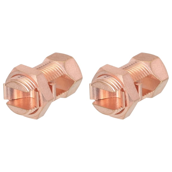 Uxcell 2PCS Split Bolt Connector Brass Copper Grounding Clamps TJ-35 with Matching Nut for Completing Ground Bonding