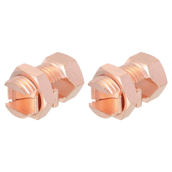 Uxcell 2PCS Split Bolt Connector Brass Copper Grounding Clamps TJ50-70 with Matching Nut for Completing Ground Bonding