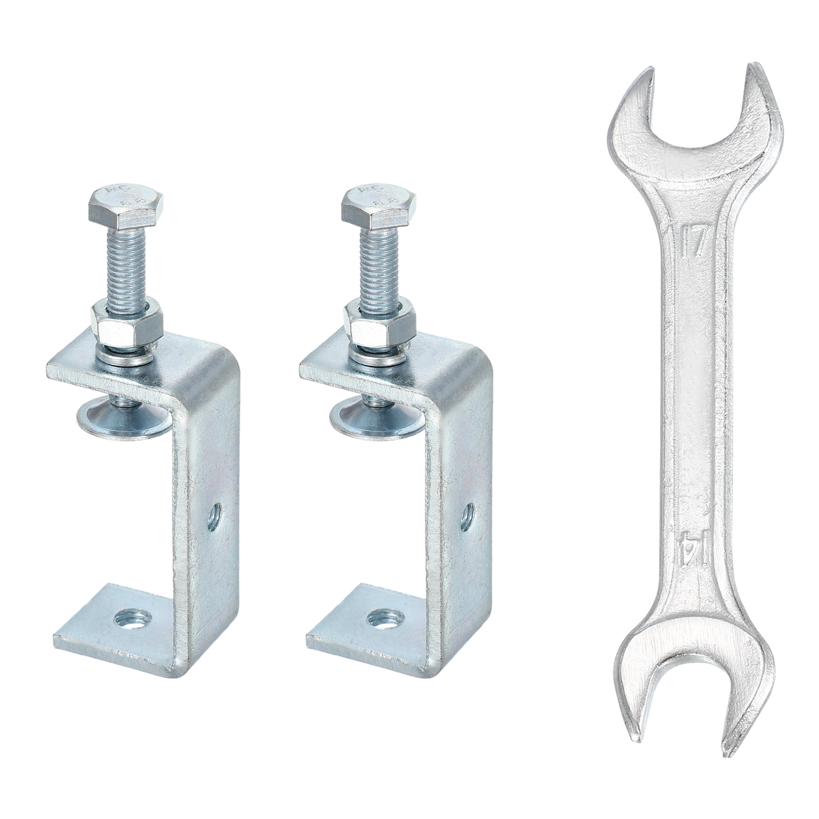 Uxcell 2PCS Carbon Steel C Clamps Mini 2-3/4" (75mm) Wide Jaw Opening Small Galvanized  U Clamp for Woodworking Welding Building Household Mounting