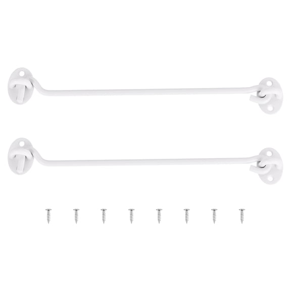 Uxcell 2 pack 10 inch Hook and Eye Latch Barn Door Lock Stainless Steel, White