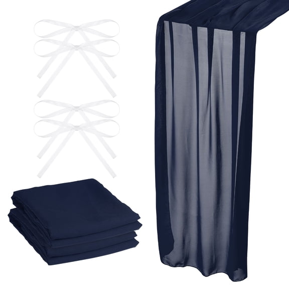 Uxcell 2Pack 10Ft Chiffon Table Runner 28 x 120 Inch Rustic Gauze Tablecloth Dark Blue