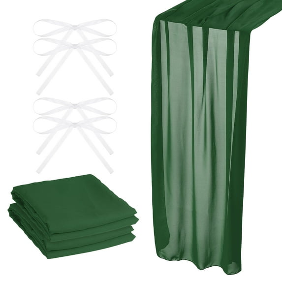 Uxcell 2Pack 10Ft Chiffon Table Runner 28 x 120 Inch Rustic Gauze Tablecloth Green