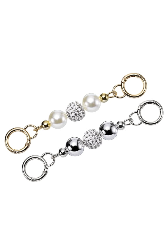 2Pack 14.5cm/5.7" Pearl Purse Chain Strap Extender for Women Handbag, Gold/Silver