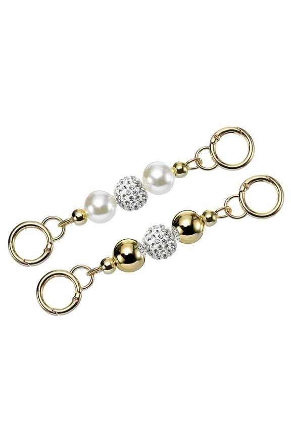 2Pack 14.5cm/5.7" Pearl Purse Chain Strap Extender for Women Handbag, Gold/White
