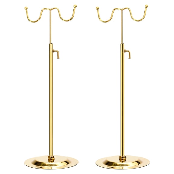 Uxcell 2Pack (16.1-28.7)" Purse Display Stand, Adjustable Double Hook Handbag Rack, Gold
