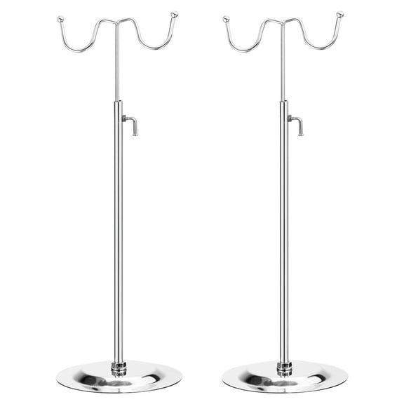Uxcell 2Pack (16.1-28.7)" Purse Display Stand, Adjustable Double Hook Handbag Rack, Silver