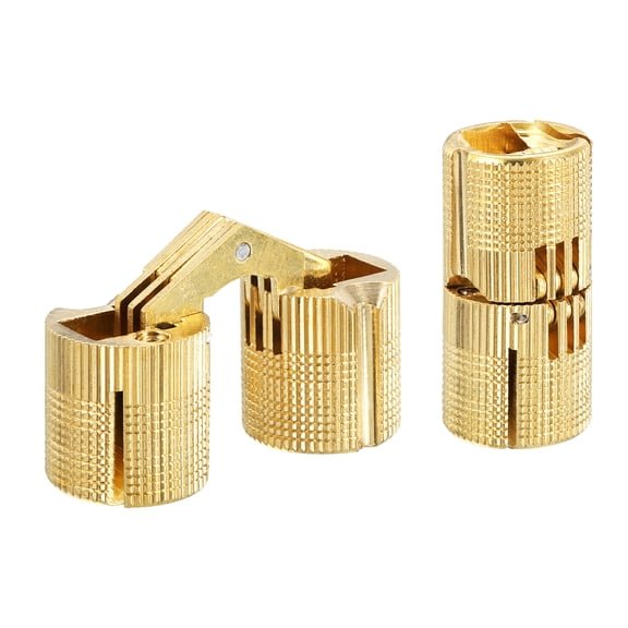 Uxcell 2Pack 18mm Brass Barrel Hinges Invisible Hidden Concealed Furniture Hinges, Gold