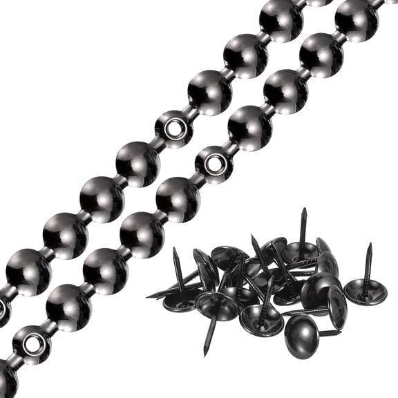 Uxcell 2Pack 1Meter Glossy Upholstery Tacks Strips Trim Sofa Decorative Nails, Gray
