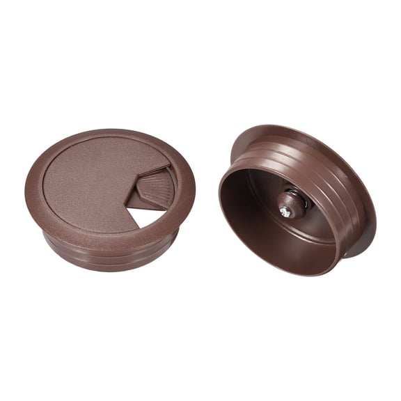 Uxcell 2Pack 2 Inch Cable Hole Cover ABS Office Desk Cable Wire Cord Grommet, Brown