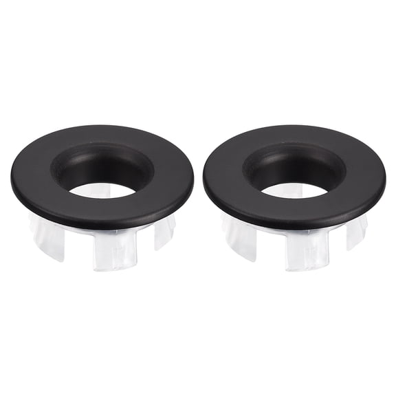 Uxcell 2 Pack 25.3mm Sink Trim Overflow Cover Ring Round Hole Insert in Caps Black