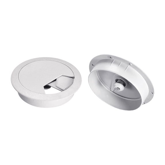 Uxcell 2Pack 3 Inch Cable Hole Cover ABS Office Desk Cable Wire Cord Grommet, Silver Tone