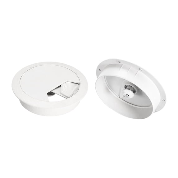 Uxcell 2Pack 3 Inch Cable Hole Cover ABS Office Desk Cable Wire Cord Grommet, White