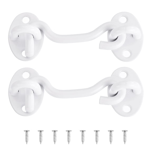 Uxcell 2 pack 3 inch Hook and Eye Latch Barn Door Lock Stainless Steel, White