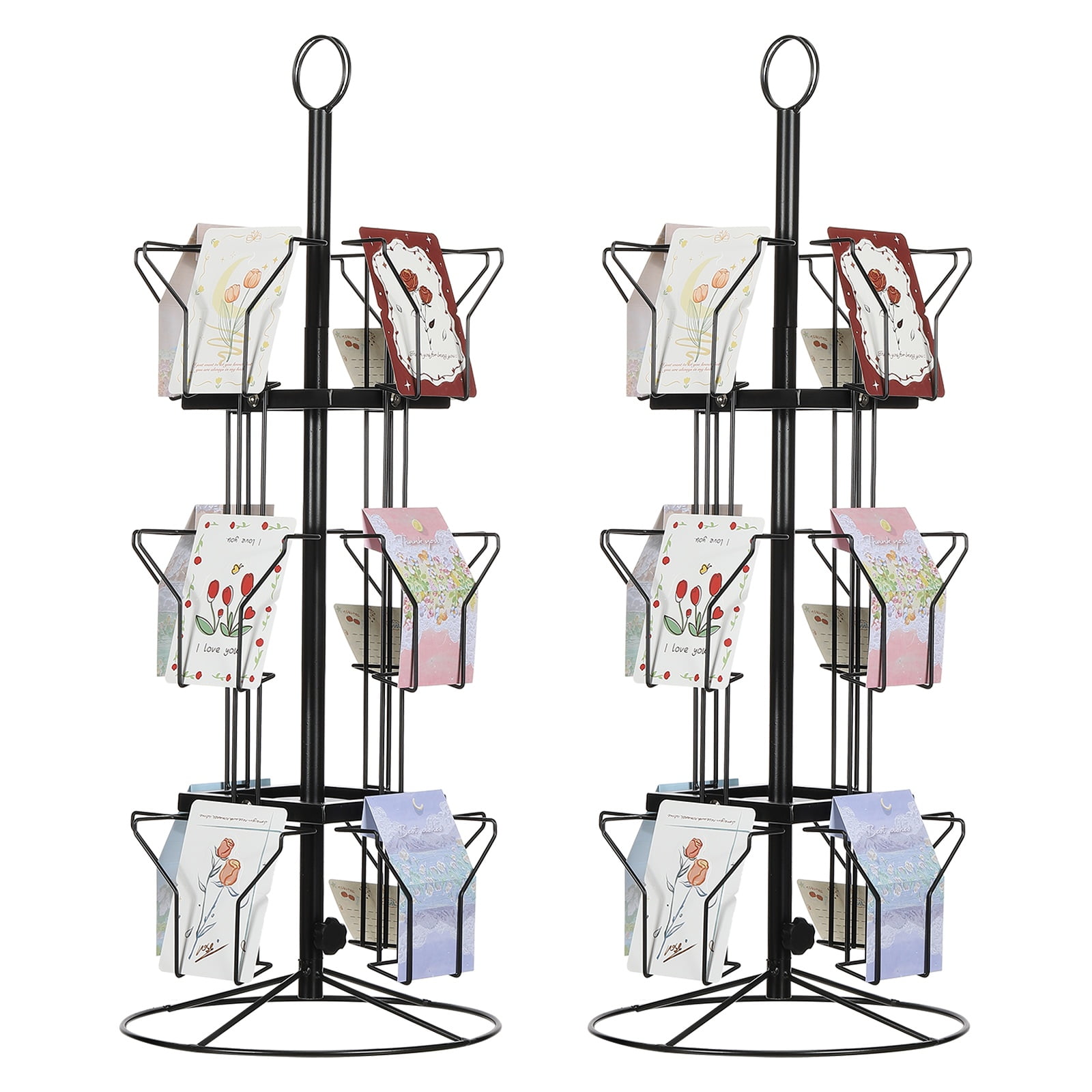 Uxcell 2Pack 3 Tier Rotating Greeting Card Rack, Metal Spinning ...