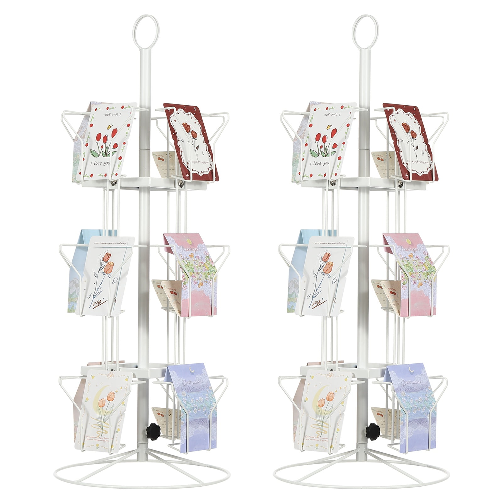 Uxcell 2Pack 3 Tier Rotating Greeting Card Rack, Metal Spinning ...