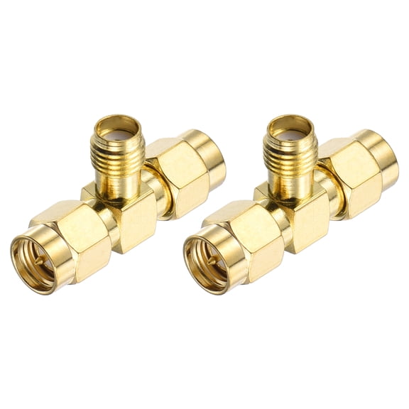 Uxcell 2Pack 3 Way SMA Splitter Adapter SMA Female to Dual Male Adapter Converter 50 Ohm for Antennas, Signal Monitoring, Test Bench,  Router, Car Navigation, Gold