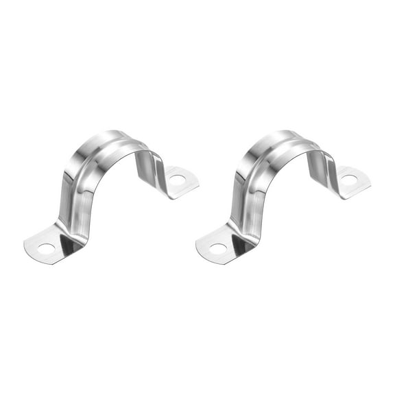 Uxcell 2Pack 30mm Rigid Pipe Straps 2 Hole U-Shaped Bracket Clamps 201 Stainless Steel