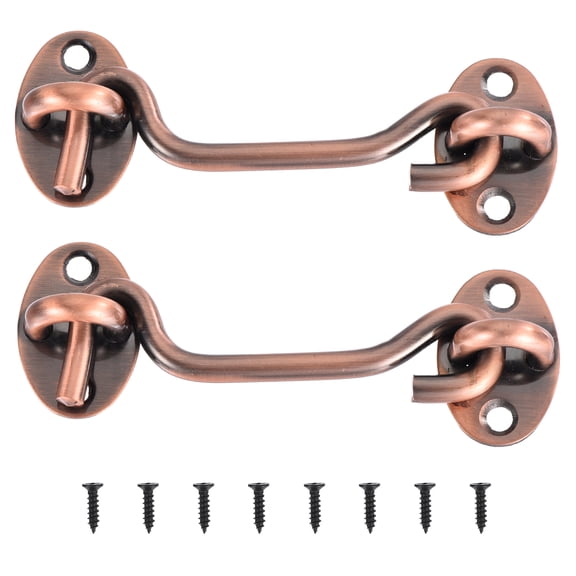 Uxcell 2 pack 4 inch Hook and Eye Latch Barn Door Lock Stainless Steel, Copper Tone