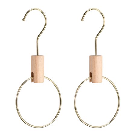Uxcell 2Pack 4 Inch Scarf Ring Hanger Circle Scarf Organizer 10cm Length Hook, Gold