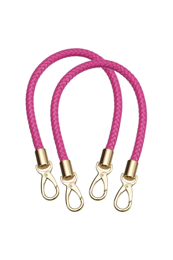 2Pack 50cm/19.7" Braided Leather Purse Replacement Strap for Handbag, Fuchsia