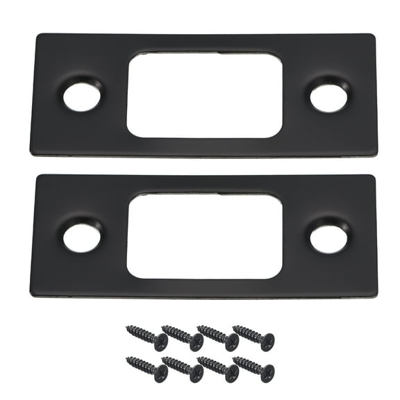 Uxcell 2Pack 57mm x 25.5mm 201 Stainless Steel Door Latch Deadbolt Strike Plate, Black