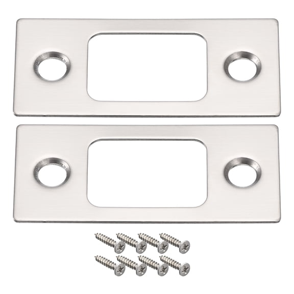 Uxcell 2Pack 57mm x 25.5mm 201 Stainless Steel Door Latch Deadbolt Strike Plate, Silver