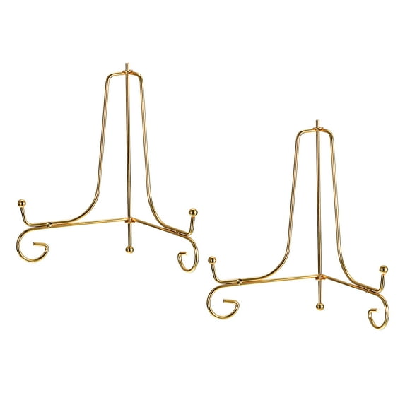 Uxcell 2Pack 6 Inch Plate Stands for Display Iron Folding Easel Plate Holders, Gold