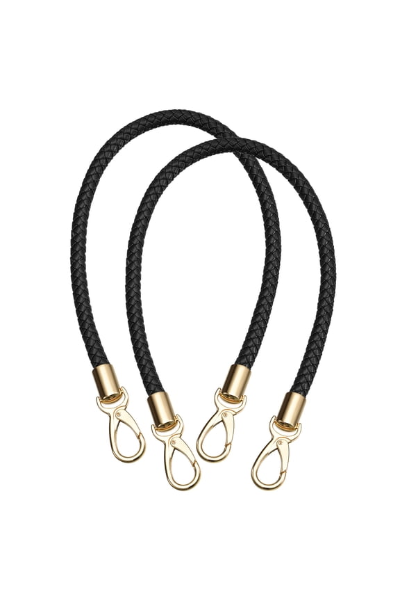 2Pack 60cm/23.6" Braided Leather Purse Replacement Strap for Handbag, Black