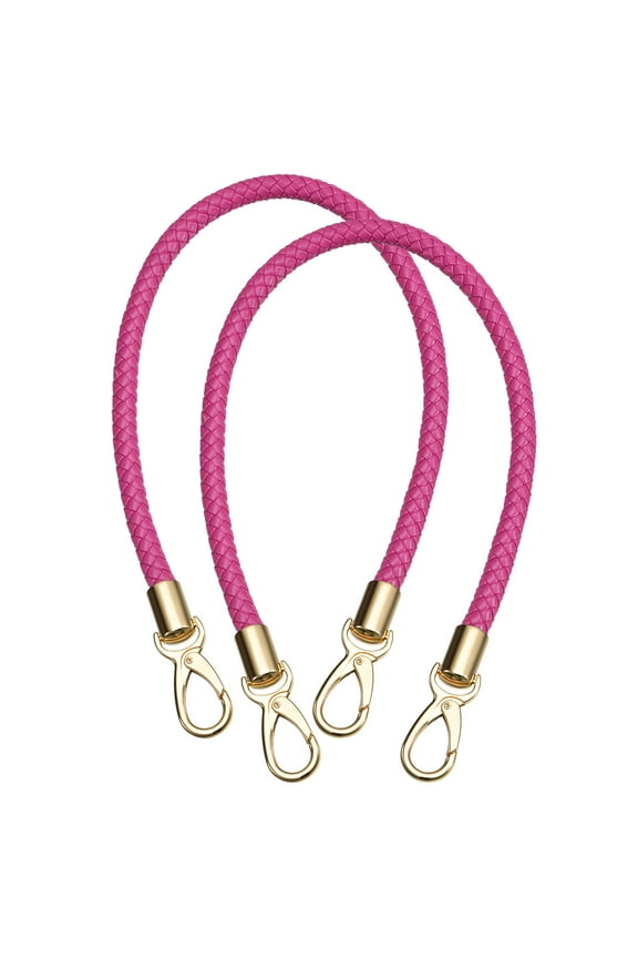 2Pack 60cm/23.6" Braided Leather Purse Replacement Strap for Handbag, Fuchsia