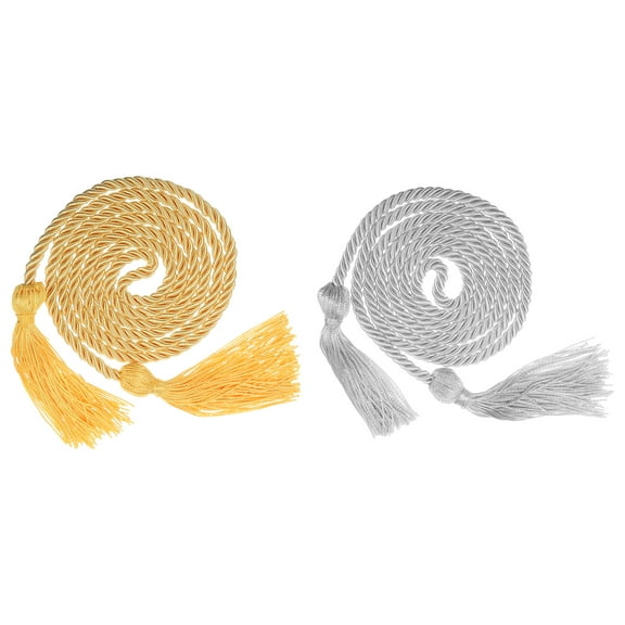 Uxcell 2Pack 67" Graduation Honor Cord with Tassel Polyester Yarn Honor Cord Gold, Gray