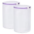 thumbnail image 1 of Uxcell 2Pack 7.9x11.8Inch Cylinder Mesh Laundry Bag Shoe Washing Bag, White/Purple, 1 of 6