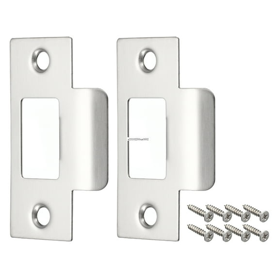 Uxcell 2Pack 70mm x 40.3mm 201 Stainless Steel Door Latch Deadbolt Strike Plate, Silver