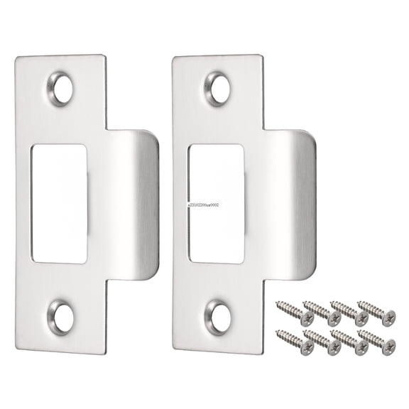 Uxcell 2Pack 70mm x 40.3mm 201 Stainless Steel Door Latch Deadbolt Strike Plate, Silver
