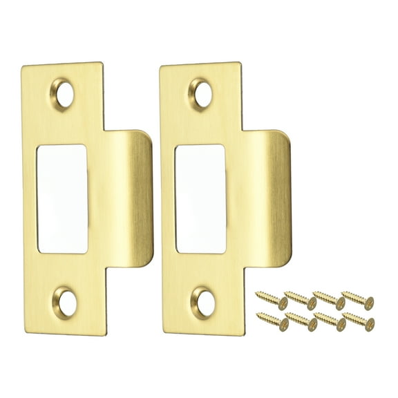 Uxcell 2Pack 70mm x 40.3mm 304 Stainless Steel Door Latch Deadbolt Strike Plate, Gold