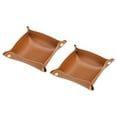 thumbnail image 1 of Uxcell 2Pack 8.3"x8.3" PU Leather Jewelry Tray Folding Valet Tray Organizer, Brown, 1 of 5