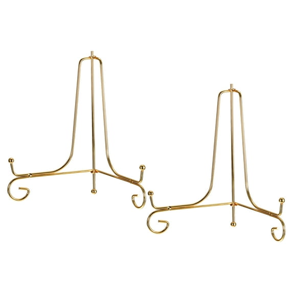 Uxcell 2Pack 8 Inch Plate Stands for Display Iron Folding Easel Plate Holders, Gold