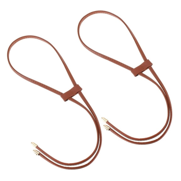 Uxcell 2Pack 85.5cm/33.7" PU Leather Drawstring Pull String Purse Strap for Bucket Bag, Brown