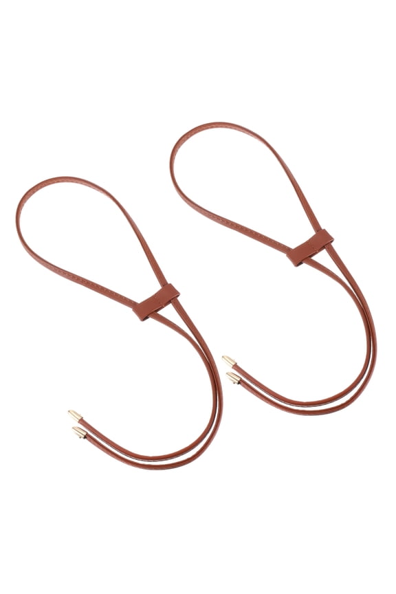 2Pack 85.5cm/33.7" PU Leather Drawstring Pull String Purse Strap for Bucket Bag, Brown