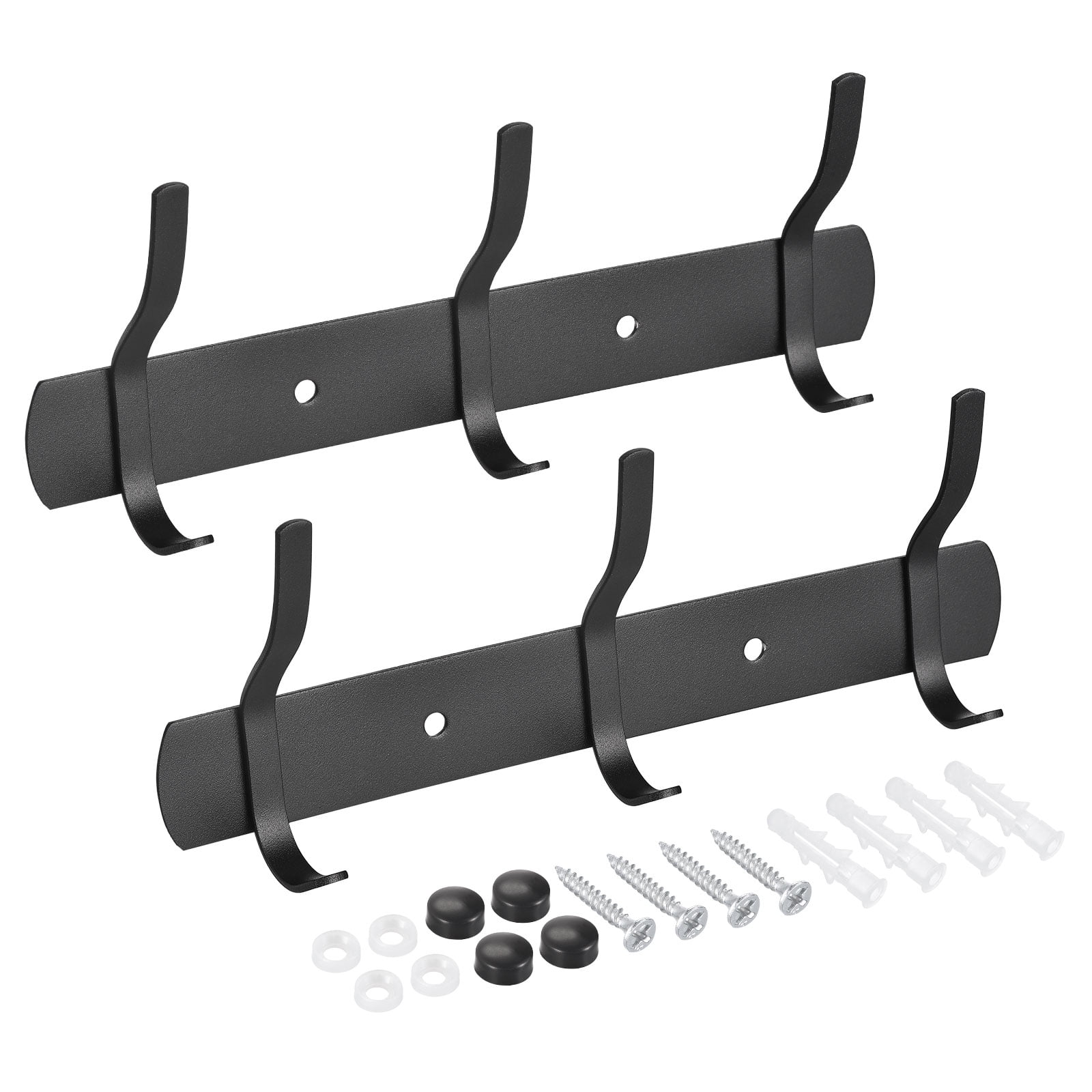 Uxcell 2Pack Black Wall Mounted with 3 Hooks Coat Hook Rack Wall Hanger