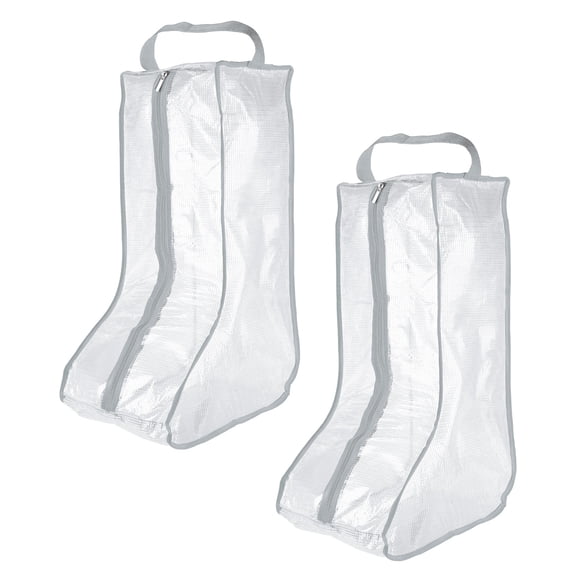 Uxcell 2Pack Boot Storage Bag Portable, Shoe Storage Bag with Zipper Clear Boots Cover Protector, Gray Tall