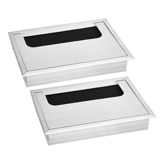 Uxcell 2Pack Cable Hole Cover 110mm x 68mm Aluminum Alloy Rectangle Desk Grommet, Silver