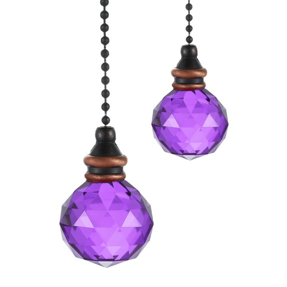 Uxcell 2Pack Ceiling Fan Pull Chain, 12" Crystal Pendant Pull Chain Extension, Purple
