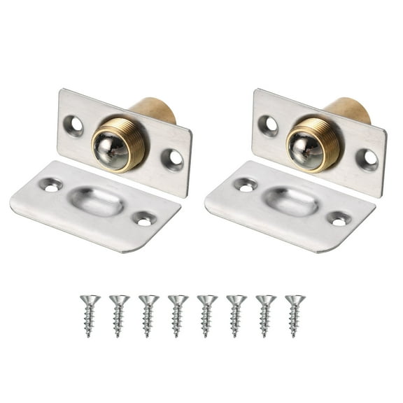 Uxcell 2Pack Closet Door Ball Catch Hardware Adjustable with Strike Plate Catch, Silver