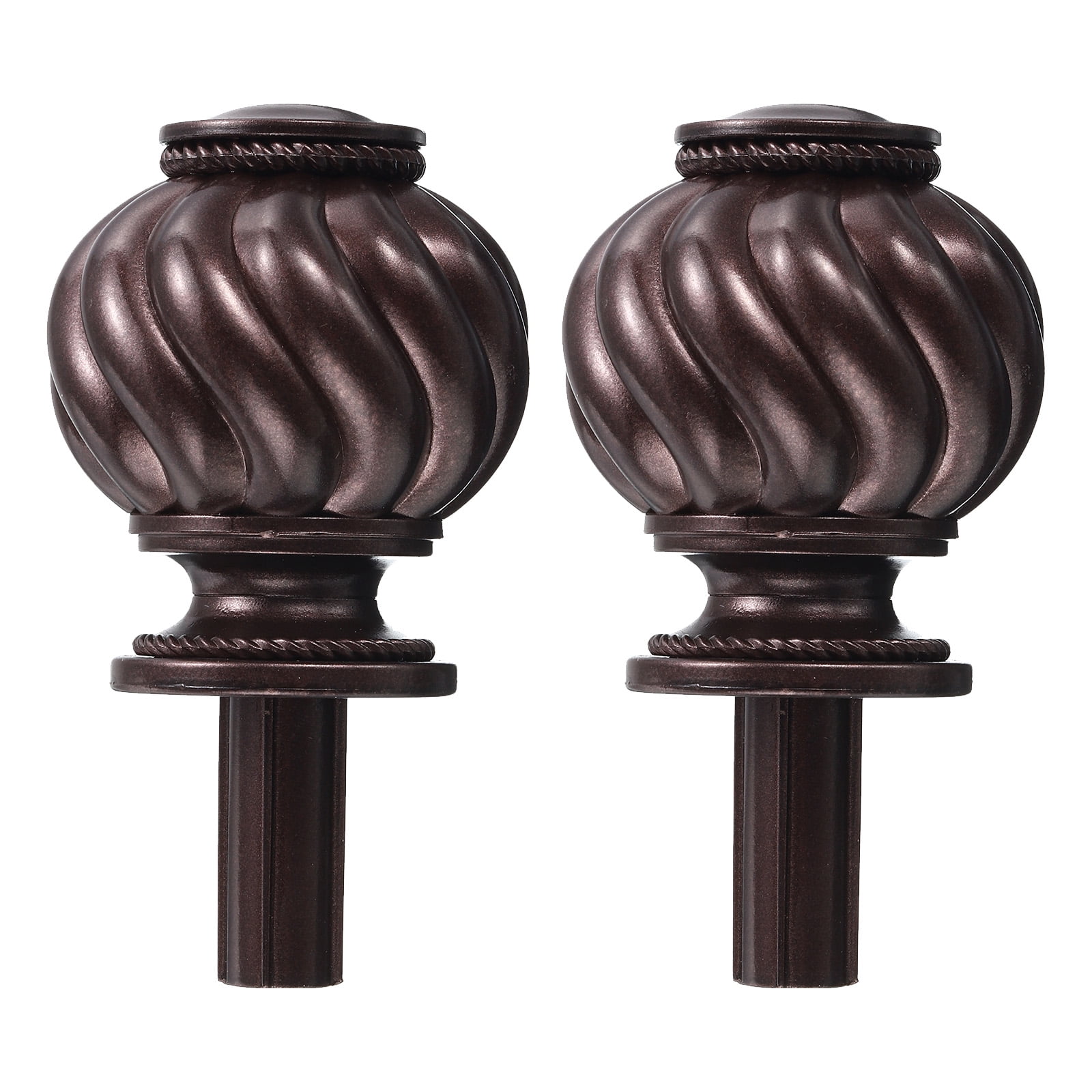 Brown Plastic Decorative Curtain Rod Finials Set of 2